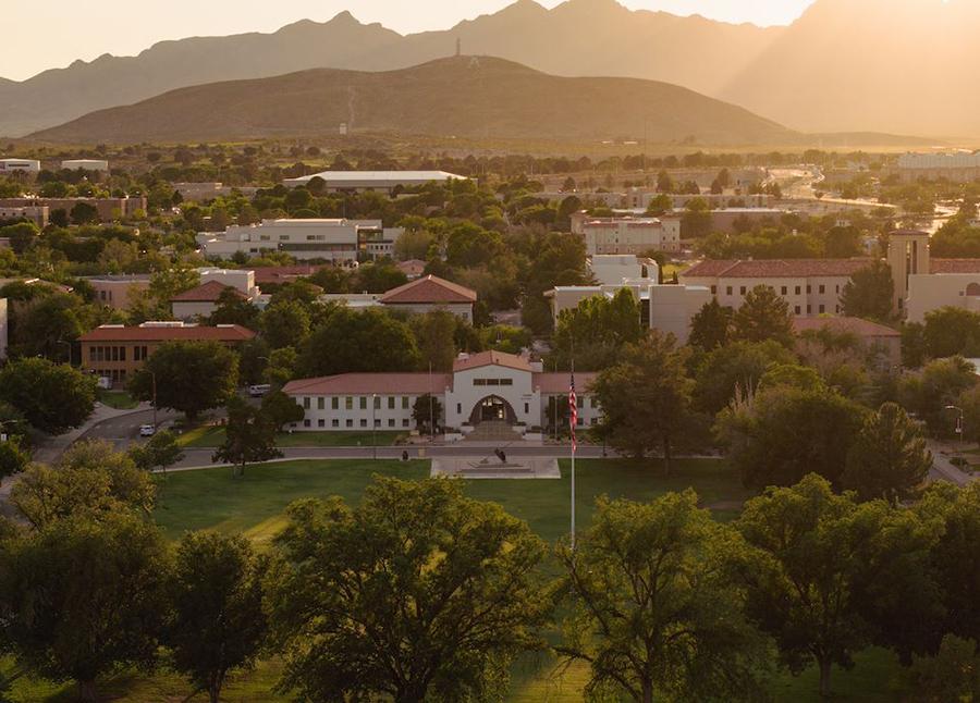 aerial view of Hadley Hall and A Mountain